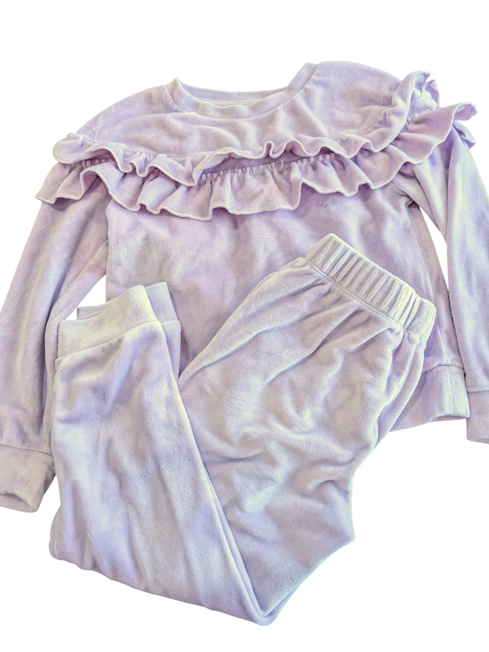 btween Lavender Ruffle Two-Piece Pajama Set